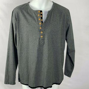 Hotouch Mens Long Sleeve Henley Shirt Sz XL Gray